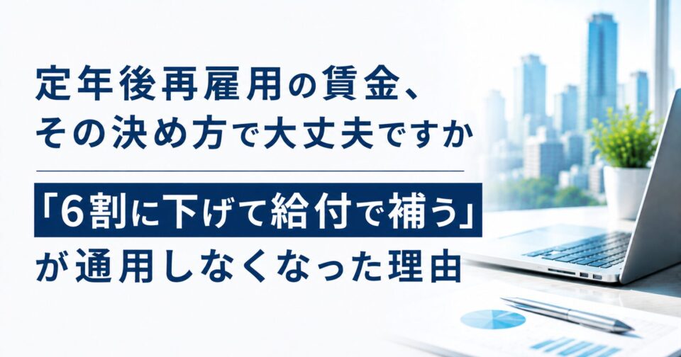 定年後再雇用の賃金、その決め方で大丈夫ですか｜「6割に下げて給付で補う」が通用しなくなった理由